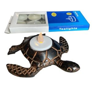 SEA TURTLE Burnished Metal Tealight Candleholder